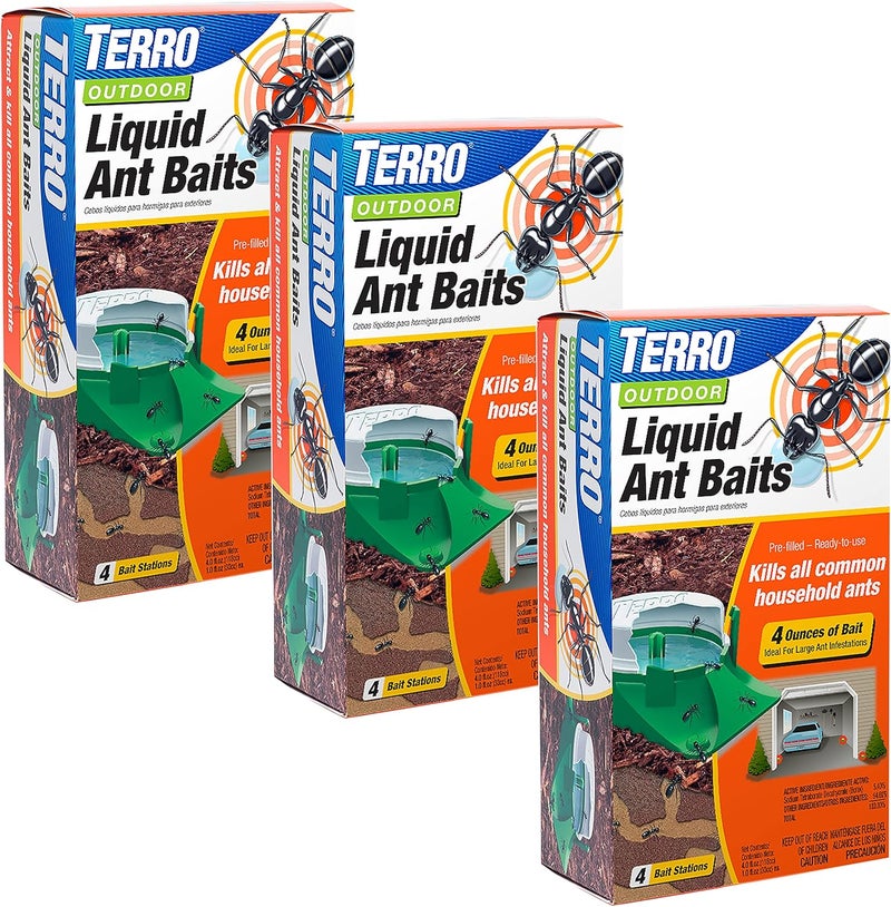 Terro Outdoor Ready-to-Use Liquid Ant Bait Killer and Trap - Kills Common Household Ants - 12 Bait Stations - T1804-3SR - Image 1